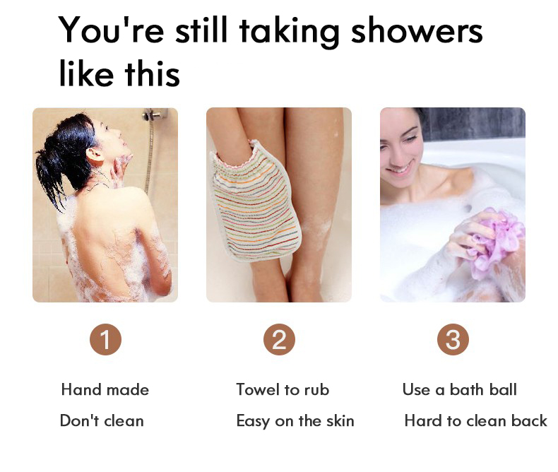 shower scrubber with long handle