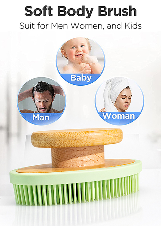 Bath Brush with Wooden Handle